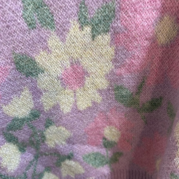 Mango Floral Knit Pastel Sweater NWT Sz M - Picture 9 of 12